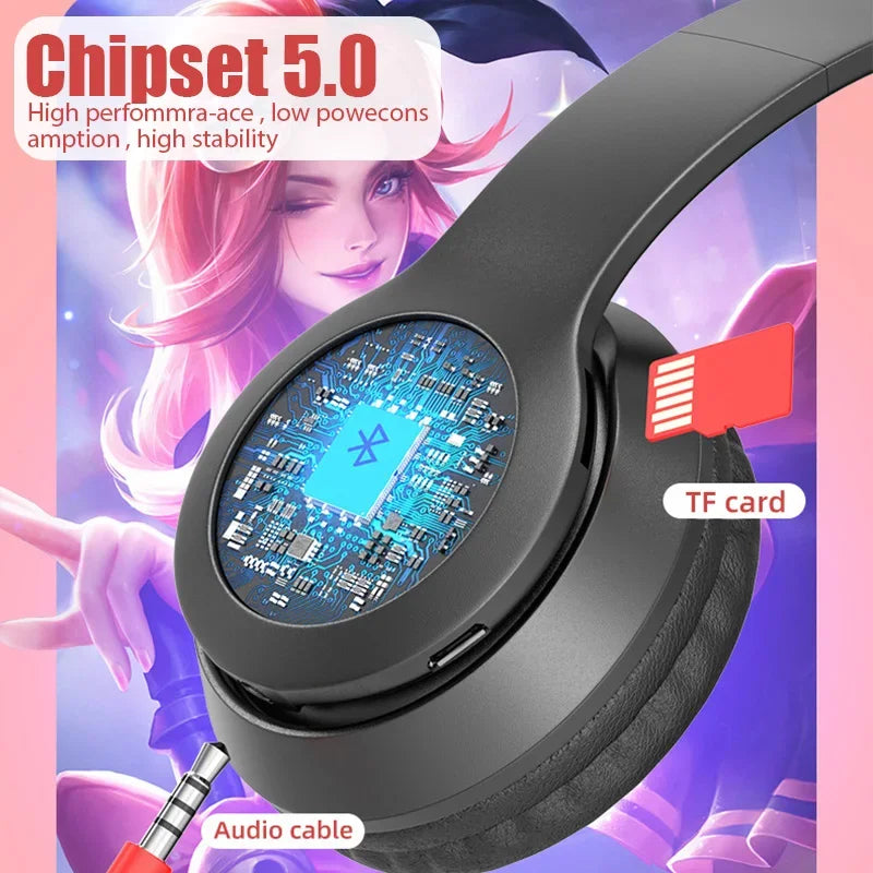 Wireless Bluetooth Headphones with LED Cat Ears
