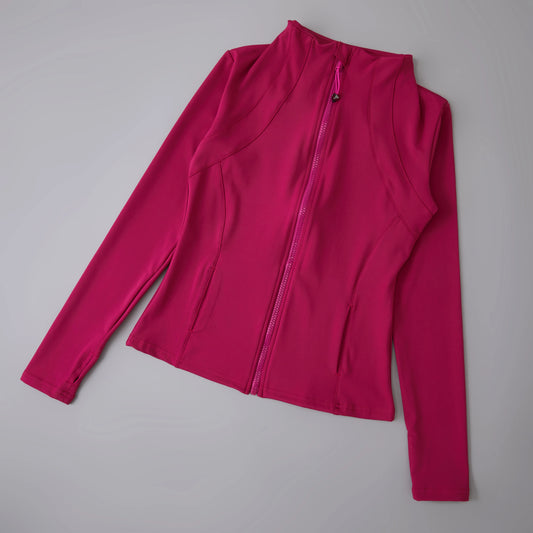 Ladies High Elastic Long Sleeve Stand-Up Collar Exercise Jacket