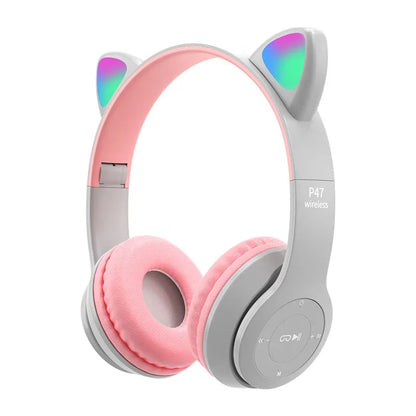 Wireless Bluetooth Headphones with LED Cat Ears