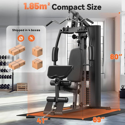 Full Body Training Equipment with 154LBS Weight Stack & Pulley System
