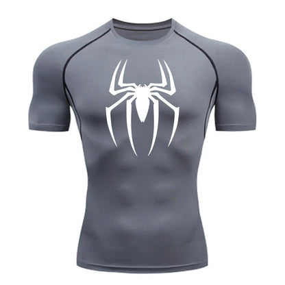 Short Sleeve - Spider Print Compression Shirt