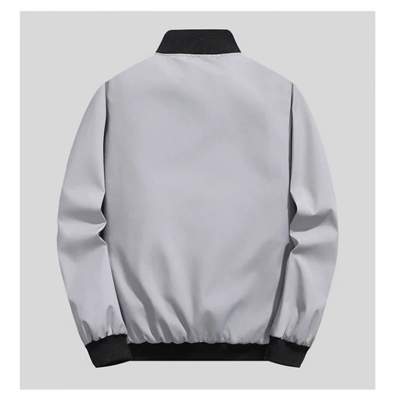 Men’s Fashion Windproof Jacket – Solid Color Coat with Zipper