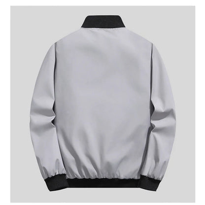 Men’s Fashion Windproof Jacket – Solid Color Coat with Zipper
