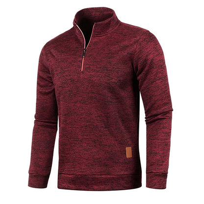 Half Zipper Solid Color Turtleneck Hoodie