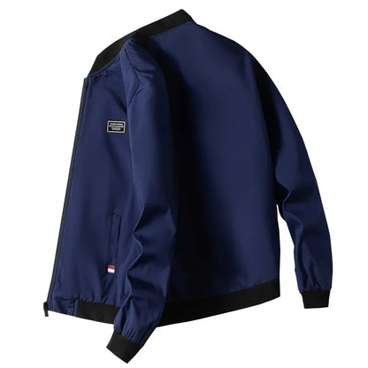 Men’s Fashion Windproof Jacket – Solid Color Coat with Zipper
