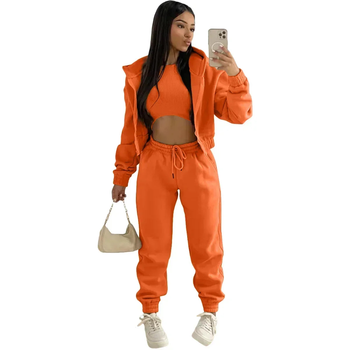 Women’s Winter Tracksuit 3-Piece Set | Hoodie, Sleeveless Top & Pants