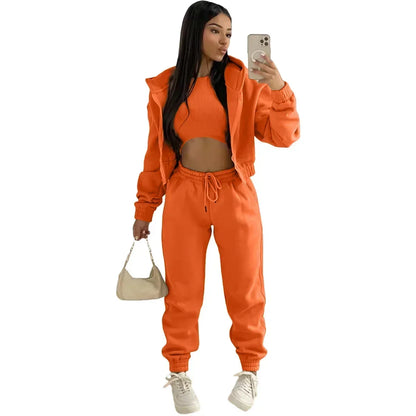 Women’s Winter Tracksuit 3-Piece Set | Hoodie, Sleeveless Top & Pants