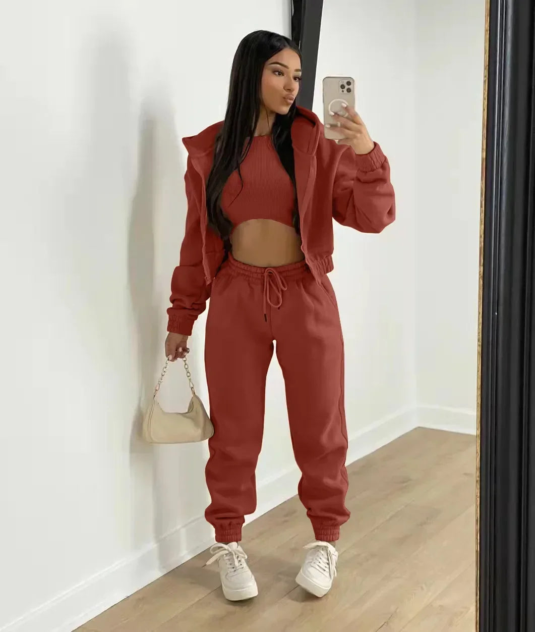 Women’s Winter Tracksuit 3-Piece Set | Hoodie, Sleeveless Top & Pants