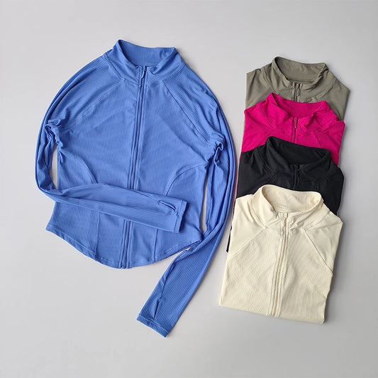 Women's Quick-Dry, Stretchy Zip-Up Fitness & Yoga Top for Running & Outdoor Wear