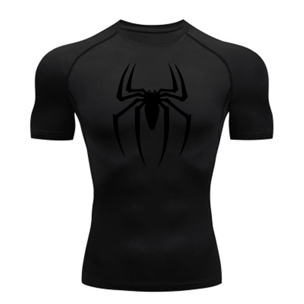Short Sleeve - Spider Print Compression Shirt