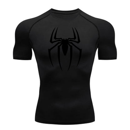 Short Sleeve - Spider Print Compression Shirt
