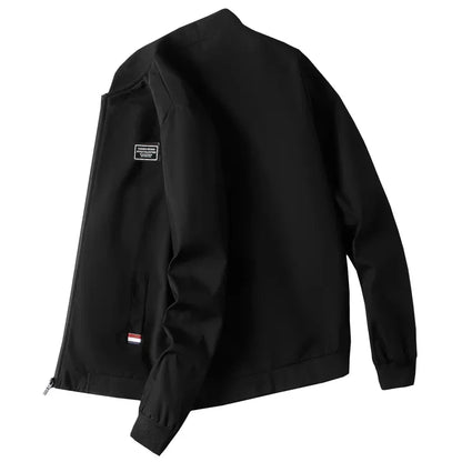 Men’s Fashion Windproof Jacket – Solid Color Coat with Zipper