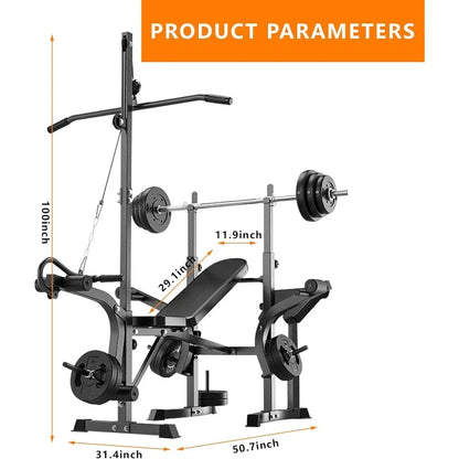 600lbs Heavy Duty Adjustable Bench Press Set