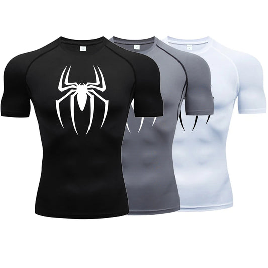 Short Sleeve - Spider Print Compression Shirt