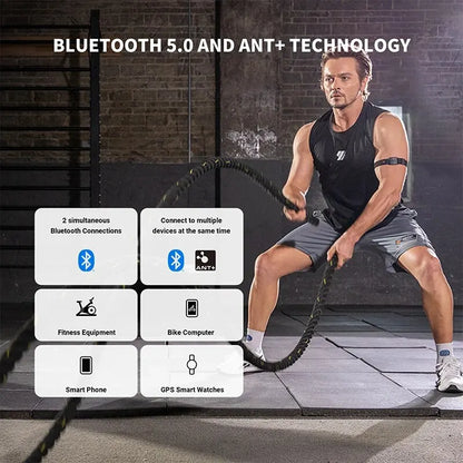 Monitor Armband – Bluetooth 5.0 & ANT+ Fitness Sensor with Heart Rate Zones & Calorie Tracking