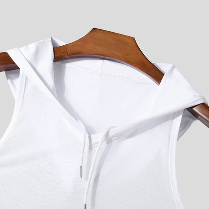 Men's Sexy Solid Color Transparent Summer Fitness Vest