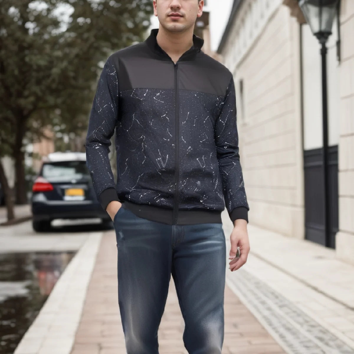Spring/Autumn Men’s Solid Color Baseball Collar Jacket