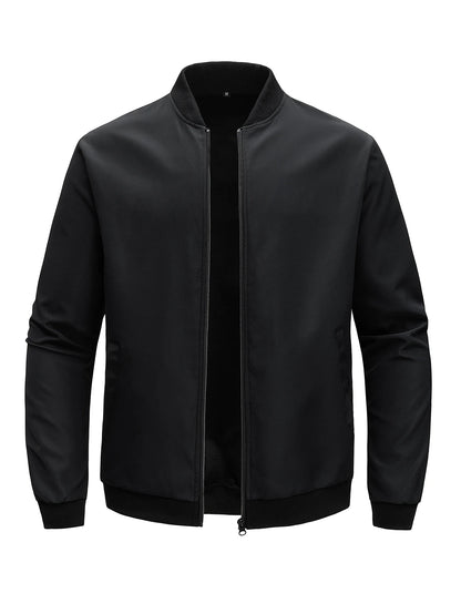 Spring/Autumn Men’s Solid Color Baseball Collar Jacket
