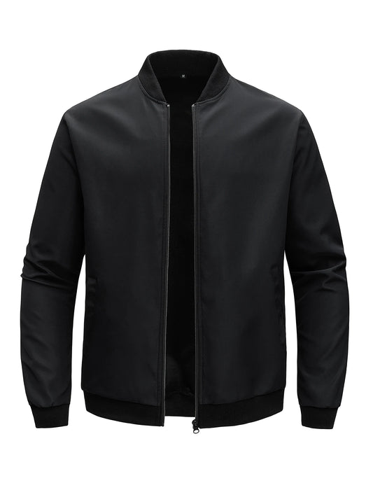 Spring/Autumn Men’s Solid Color Baseball Collar Jacket