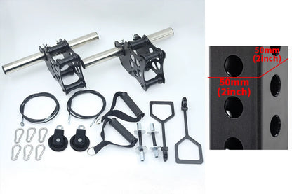 Power Rack Pulley System for Cable Crossover, Squat & Bench Press (Fits 1"/2" Barbells)