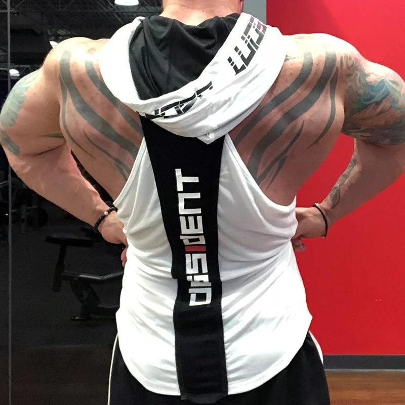 Men’s Sleeveless Fitness Hoodie – Muscle Gym Tank Top