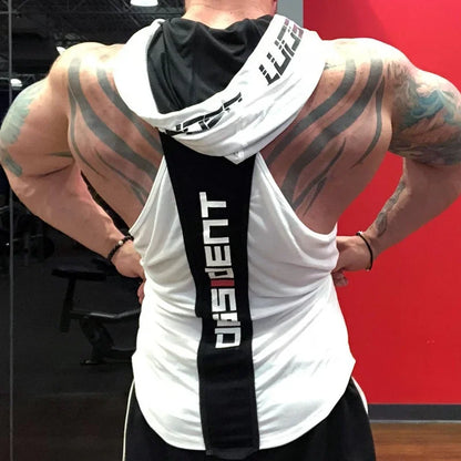 Men’s Sleeveless Fitness Hoodie – Muscle Gym Tank Top
