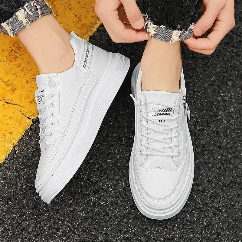 White Sneakers Summer Lace Up - Thick Bottom & Casual Flats