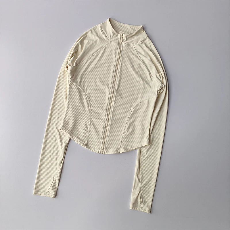 Women's Quick-Dry, Stretchy Zip-Up Fitness & Yoga Top for Running & Outdoor Wear