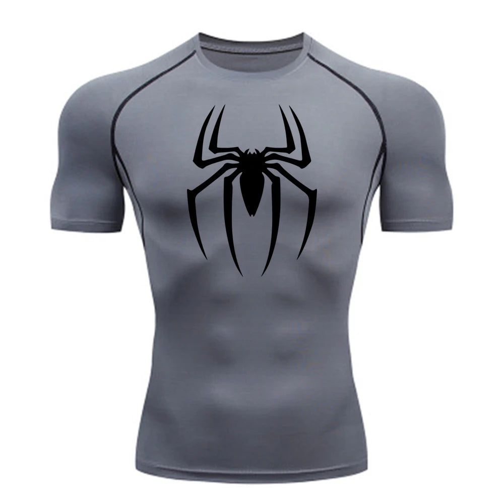 Short Sleeve - Spider Print Compression Shirt
