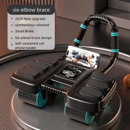 Six-Wheel Abdominal Exerciser for Home Gym Fitness | Automatic Rebound Abs Wheel