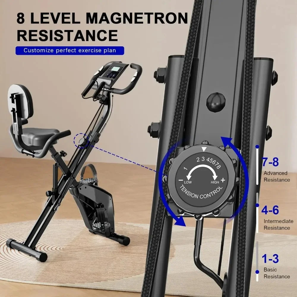 Foldable Exercise Bike - LCD Display for Home Fitness