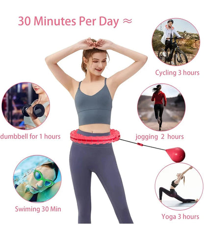 2-in-1 Adjustable Fitness Hoop with Detachable Knots for Plus Size Weight Loss