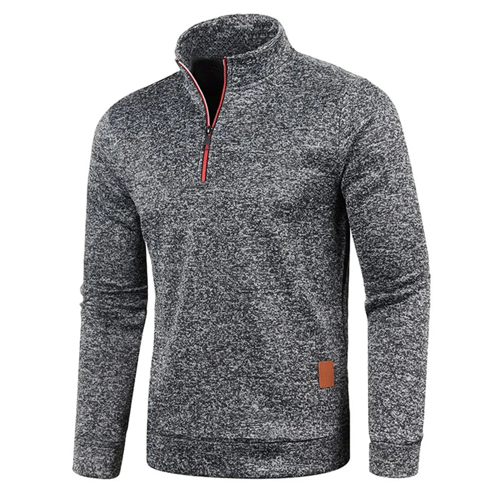 Half Zipper Solid Color Turtleneck Hoodie