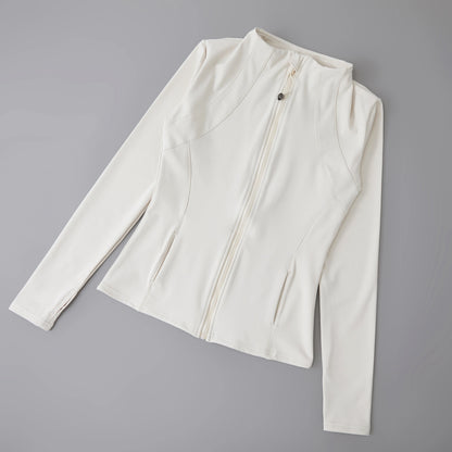 Ladies High Elastic Long Sleeve Stand-Up Collar Exercise Jacket