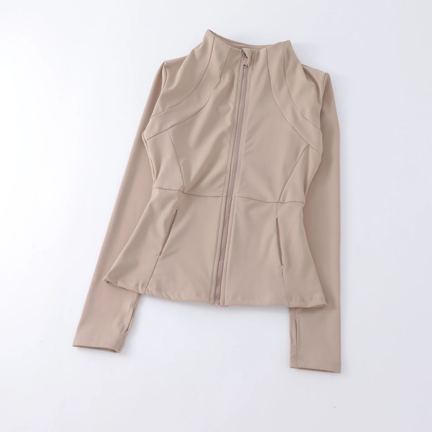Ladies High Elastic Long Sleeve Stand-Up Collar Exercise Jacket