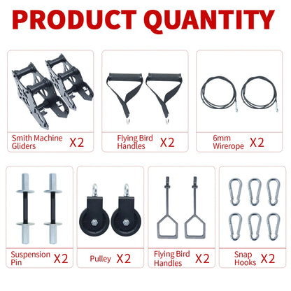 Power Rack Pulley System for Cable Crossover, Squat & Bench Press (Fits 1"/2" Barbells)