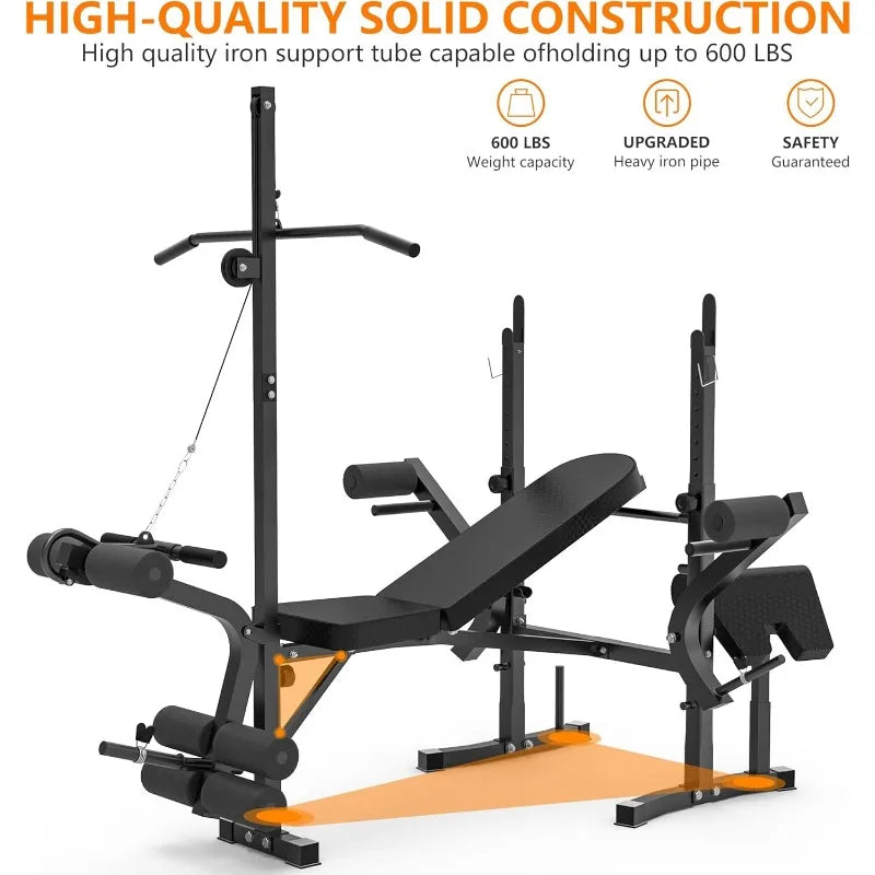 600lbs Heavy Duty Adjustable Bench Press Set