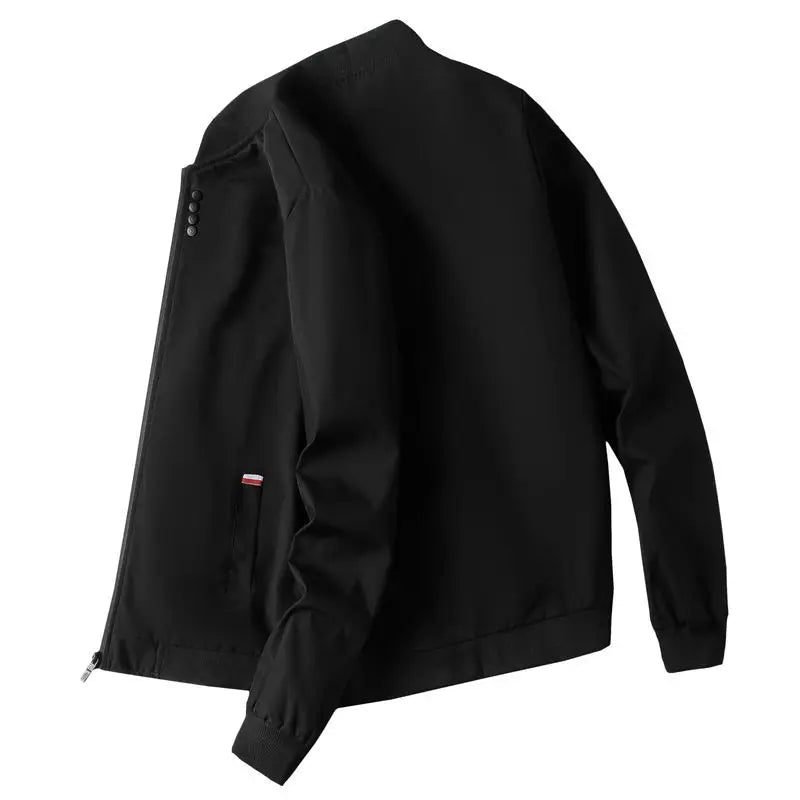 Men’s Fashion Windproof Jacket – Solid Color Coat with Zipper