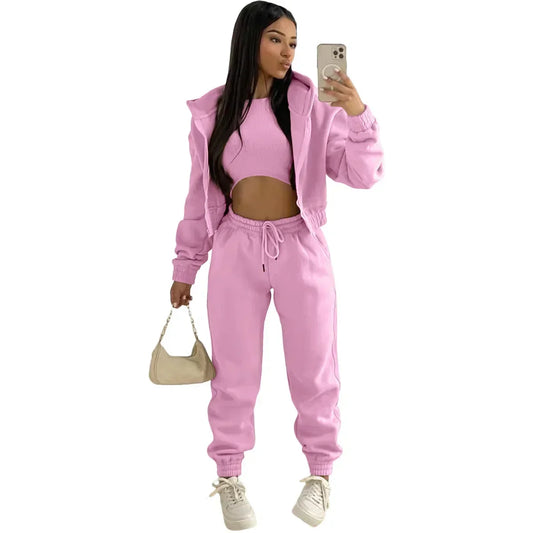 Women’s Winter Tracksuit 3-Piece Set | Hoodie, Sleeveless Top & Pants