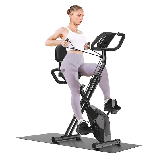 Foldable Exercise Bike - LCD Display for Home Fitness