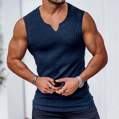 Men's V-Neck Striped Tank Top