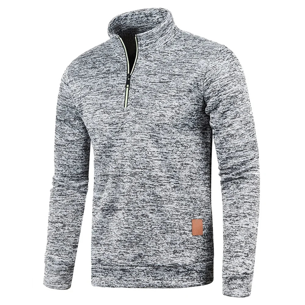 Half Zipper Solid Color Turtleneck Hoodie