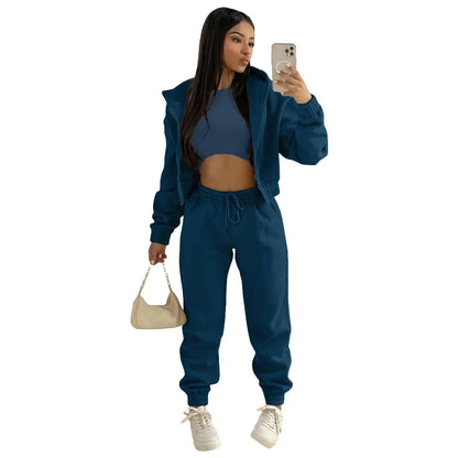 Women’s Winter Tracksuit 3-Piece Set | Hoodie, Sleeveless Top & Pants