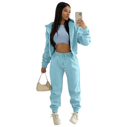 Women’s Winter Tracksuit 3-Piece Set | Hoodie, Sleeveless Top & Pants