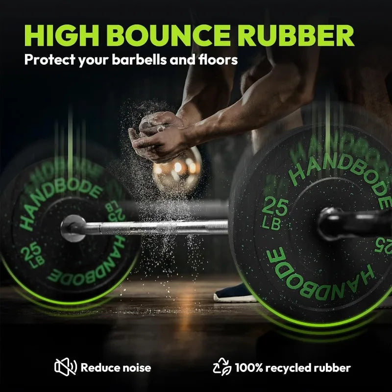 High-Bounce Bumper Plates Set (2-inch-hole) – 45-300lb for Home Gym