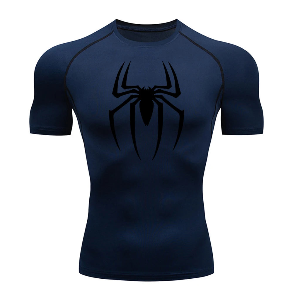 Short Sleeve - Spider Print Compression Shirt