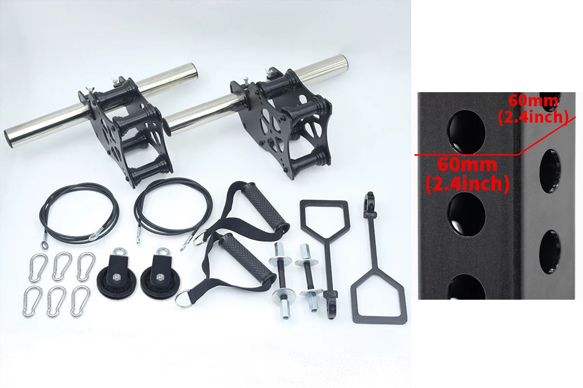 Power Rack Pulley System for Cable Crossover, Squat & Bench Press (Fits 1"/2" Barbells)