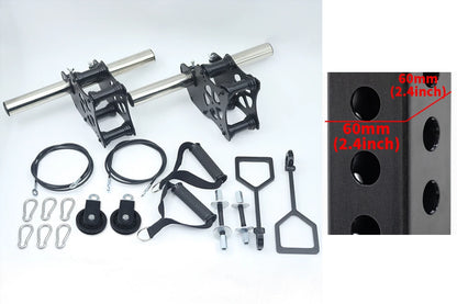 Power Rack Pulley System for Cable Crossover, Squat & Bench Press (Fits 1"/2" Barbells)