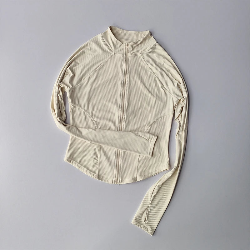 Women's Quick-Dry, Stretchy Zip-Up Fitness & Yoga Top for Running & Outdoor Wear