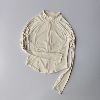 Women's Quick-Dry, Stretchy Zip-Up Fitness & Yoga Top for Running & Outdoor Wear